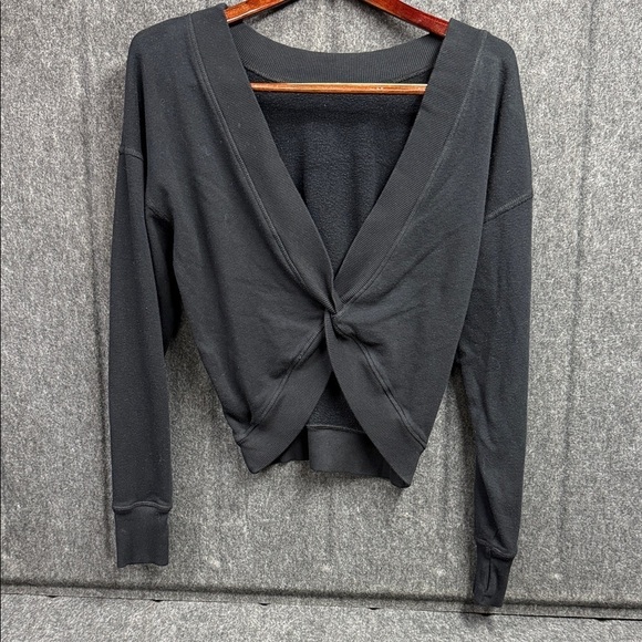 Offline Tops - Offline Elegant Black Twist Front Sweatshirt